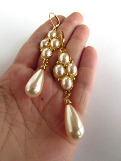 SHIPPING DELAY SALE 10% Tudor Pearl Earrings Elizabethan Teardrop Pearl Drop Chandelier Earrings For Party, Pearl Teardrop Chandelier Earrings For Pierced Ears, Elegant Metal Teardrop Earrings With Pearl Drop, Party Long Drop Pearl Teardrop Earrings, Party Pearl Drop Long Teardrop Earrings, Party Long Drop Teardrop Earrings With Pearl, Classic Pearl Drop Chandelier Earrings For Party, Vintage Teardrop Pearl Drop Earrings, Pearl Drop Metal Earrings For Wedding