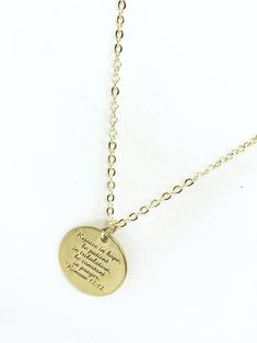 Scripture Gifts Rejoice In Hope Necklace Christian Necklace | Etsy Inspirational Gold-toned Stainless Steel Jewelry, Gold Engraved Stainless Steel Charm Necklaces, Gold Engraved Charm Necklace In Stainless Steel, Gold Engraved Stainless Steel Charm Necklace, Spiritual Laser Engraved Gold Jewelry, Laser Engraved Spiritual Gold Jewelry, Meaningful Gold Necklace For Personalized Gift, Spiritual Gold Laser Engraved Jewelry, Meaningful Personalized Gold Necklace