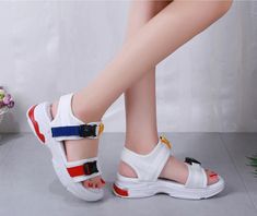 EXTRA 10% MORE OFF FOR ORDER OVER $74.95USE COUPON CODE: SAVE10 Colorful Buckle Open Toe Wedge Sandals bring fresh attitude to cool-weather style with a chunky espadrille platform and versatile strappy design! Feels lighter without a loss of softness or bounce. A new structured strap wraps your foot more securely. Available in exciting Red, White and Black colors. Highly comfortable waterproof sandal, skin friendly and have show stopping looks. A perfect gift for you yourself, Family members, Fr Sporty Open Toe Wedge Sandals For Summer, Sporty Open-toe Wedge Sandals For Summer, Black Casual Wedge Sandals With Round Toe, Casual Black Wedge Sandals With Round Toe, Black Round Toe Wedge Sandals, Black Round Toe Casual Wedge Sandals, Casual Wedge Heel Sport Sandals For Spring, Casual Spring Sport Sandals With Wedge Heel, Casual White Platform Sport Sandals