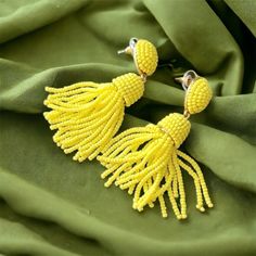 Sugarfix By Baublebar Yellow Polished Beaded Tassel Drop Earrings New Nwt New With Tags Excellent Condition - No Visible Flaws, Except Some Markings On The Paper Tag Great Gift Approx 2.5” Long Drop Gold Color Hardware Post Back Closure Cascading Tassels Crafted Entirely Of Seed Beads Questions? Leave A Comment Below! Other Listings: Boho, Western, Cowboy, Bohemian, Anthropologie, Free People, Johnny Was, Antique, Ancient, Zara, Gypsy, Breeze, Beachy, Indie, Airy, Rockabilly, Comfortable, Lightw Elegant Yellow Tassel Earrings For Summer, Yellow Dangling Beads Earrings For Summer, Trendy Yellow Beaded Dangle Earrings, Summer Yellow Dangling Beads Earrings, Trendy Yellow Beaded Earrings, Yellow Summer Earrings With Dangling Beads, Summer Yellow Earrings With Dangling Beads, Yellow Beaded Fringe Earrings With Round Beads, Yellow Summer Jewelry With Dangling Beads