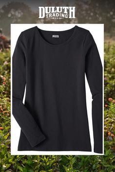 The No-Yank? Long Sleeve Scoopneck T Shirt combines soft cotton with stretch to create a shirt that stays put. Quit tusslin' with your tee and go yank free! Relaxed Fit Scoop Neck T-shirt For Fall, Fall Relaxed Fit Scoop Neck T-shirt, Fall Scoop Neck T-shirt With Relaxed Fit, Basic Scoop Neck T-shirt For Fall, Fall Basic Scoop Neck T-shirt, Basic Stretch Scoop Neck Top, Basic Stretch Top With Scoop Neck, Basic Scoop Neck Tops, Create Shirts