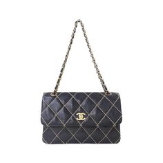 Chanel Metal Fittings Gold Wild Stitch Line Black Beige Shoulder Bag Size Width X Height X Width (Gusset): 25cmx17cmx6cm Strap: 54cm High-end Black Quilted Bag, Black Quilted Shoulder Bag For Everyday Luxury, Classic Black Quilted Flap Bag, Everyday Luxury Black Quilted Bag, Quilted Black Bags For Everyday Luxury, Elegant Square Flap Bag With Branded Hardware, Timeless Black Quilted Shoulder Bag, Timeless Quilted Black Shoulder Bag, High-end Quilted Rectangular Shoulder Bag