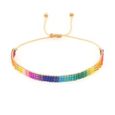 PRICES MAY VARY. Experience the wild style of our urban bohemian bracelet, with a unique rainbow bar pattern, perfect for stacking, easy-to-match, exude cheerful vibes, carrying blessings and positive energy. Sliding knot design, (handcrafted bracelets anklet, each may have slight variations in length) circumference approximately 6 inches, adjustable to 11 inches, perfect for music festival, holiday party, night out with friends, a stunning accessory to elevate your style. Vibrant hand band meas Trendy Beaded Rainbow Friendship Bracelets, Trendy Adjustable Rainbow Beaded Bracelets, Colorful Adjustable Friendship Bracelets, Adjustable Crystal Bracelet With Colorful Beads For Friendship, Adjustable Multicolor Braided Bracelets With Round Beads, Bohemian Braided Bracelets With Adjustable Length And Round Beads, Bohemian Braided Bracelets With Adjustable Round Beads, Adjustable Colorful Friendship Bracelets With Beads, Colorful Adjustable Friendship Bracelets With Beads