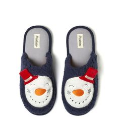 Dearfoams Cozy Comfort Unisex Snowman Scuff Slippers. These adorable slippers are the epitome of comfort and practicality, offering equal parts coziness and charm. Designed with slip-resistant outsoles, these slippers ensure your feet stay secure and stable, whether you're lounging around the house or making quick trips to the kitchen. Plus, their machine washable design makes them a breeze to clean, so spills and stains are no match for these slippers. With their cute and playful designs, you'l Blue Cozy Slippers For Winter, Soft Blue Winter Slippers, Comfortable Soft Blue Slippers, Blue Indoor Slippers With Cushioned Footbed, Blue Comfy Slippers With Round Toe, Comfy Blue Slippers With Round Toe, Comfortable Blue Winter Slippers, Comfy Blue Round Toe Slippers, Comfortable Blue Indoor Slippers