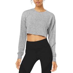 Women's Crop Tops Workout Athletic Shirt Cropped Long Sleeve, Sweatshirt For Women, Cropped Sweatshirt, Top Cropped, Athletic Shirts, Long Sleeve Crop, Amazon Finds, Long Sleeve Crop Top, Cute Tops