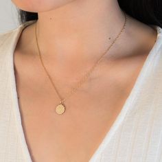 Satellite Necklace | Simple & Dainty Delicate Everyday Necklaces, Everyday Round Pendant Initial Necklace, Elegant Round Pendant Coin Necklace, Dainty Coin Necklace With Delicate Chain For Everyday, Feminine Pendant Charm Necklace With Delicate Chain, Delicate Initial Pendant Necklace With Chain, Delicate Round Necklace With Delicate Chain, Simple Necklace With Initial Pendant And Delicate Chain, Minimalist Coin Necklace With Delicate Chain For Everyday