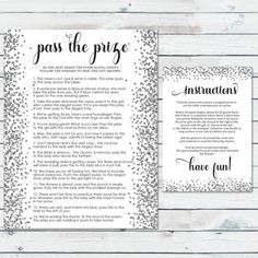 a printable wedding ceremony program with confetti on it and the words pass the prize