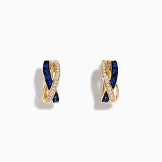 Effy Royale Bleu 14K Yellow Gold Blue Sapphire and Diamond Earrings Sapphire And Diamond Earrings, Effy Jewelry, Blue Sapphire, Jewelry Pieces, Diamond Earrings, Jewelry Watches, Sapphire, Yellow Gold, Yellow