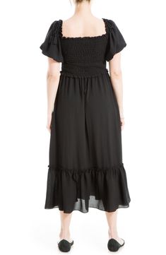 MAX STUDIO Puff Sleeve Smocked Midi Dress | Nordstromrack Knee-length Smocked Dress With Ruffles For Daywear, Flowy Smocked Dress With Bodice And Square Neck, Flowy Smocked Dress With Square Neck And Smocked Bodice, Flowy Smocked Back Top With Square Neck, Knee-length Smocked Dress With Ruffle Hem, Knee-length Smocked Dress With Ruffles, Daywear Midi Dress With Smocked Bodice And Square Neck, Daywear Square Neck Midi Dress With Smocked Bodice, Daywear Midi Dress With Smocked Bodice