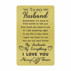 a yellow bookmark with the words to my husband on it, and two hearts