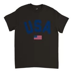 T-shirt USA With Flag color Edition Patriotic Shirt - Etsy Patriotic Black T-shirt With Letter Print, Sporty Cotton T-shirt With Flag Print, Patriotic Black T-shirt For Veterans Day, 4th Of July Streetwear T-shirt With Letter Print, Made In Usa Crew Neck T-shirt For Veterans Day, Cotton Sports T-shirt With Flag Print, American Style Pre-shrunk Cotton T-shirt, Black Cotton T-shirt Made In Usa, Memorial Day Cotton Crew Neck T-shirt