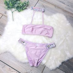 Asos Jeweled Choker Bikini Us Size 6 (Top And Bottom Are Both Size 6) Excellent Condition, No Flaws! Looks Brand New Light Purple-Ish Color Bandeau Style Not Padded C37 Jeweled Choker, Jewel Choker, Neck Choker, Light Purple, Womens Swim, Color Purple, Choker, Asos, Size 6