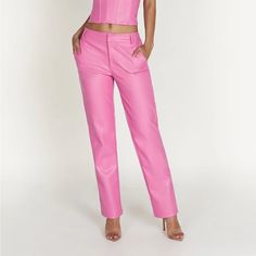 Slouchy Low Ruse Faux Leather Pant - Rose Pink Nwt Size: Xxs Bundle & Save No Trades All Sales Final No Refunds Or Exchanges Message Me With Questions! Chic Pink Leather Pants For Party, Chic Pink Leather Pants, Chic Pink Leather Pants For Spring, Pink High-waisted Pants For Night Out, Trendy Fitted Pink Leather Pants, Pink Fitted Straight Leg Bottoms, Spring Pink Leather Pants For Night Out, Pink Leather Pants For Spring Night Out, Pink Trousers For Night Out