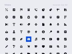 the icons are all black and white with a blue square in the middle, on top of each other