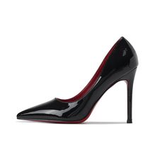 Vanessas Women's Red Sole Pumps - Sexy Pointed Toe Black High Heel Shoes for Weddings - black 8cm,38 Black Work Shoes, Red Bottom High Heels, Summer Pumps, Black Shoes Heels, Yellow Shoes, Classic Pumps, Red Sole, Red Bottoms, Black High Heels