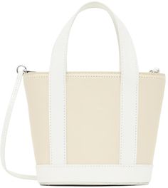 Off-White & White Allora Micro Bag by Staud on Sale Micro Bag, Basket Woven, Travel Collection, Handle Bag, Nappa Leather, Travel Gear, Leather Top, Leather Trim, Crossbody Strap