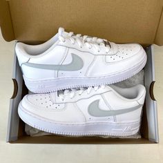 * HOLIDAY DEADLINE IS CLOSED, WHEN YOU ORDER NOW ITEMS WILL NOT ARRIVE IN TIME FOR CHRISTMAS! authentic white Nike Air Force 1 hand painted custom sneakers light grey swooshes insides and outsides sneakers The sneakers are protected against water/rain. You can clean the painted parts by hand with water only Do NOT wash the sneakers in the washing machine All sneakers are made on order, please allow 2 weeks processing time for your item to be shipped The Netherlands shipping : 2 work days Europe Black Air Force 1, Custom Sneakers Nike, White Nike Air Force 1, White Nike Air Force, Custom Nike Air Force, Nike Air Force 1 Custom, White Nike Air, Nike Air Force 1s, Air Force 1 Custom