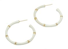 "Brass Thick Open Hoop Stud Earrings - Enamel White Bamboo Earring Post- 316 Stainless Steel Stud - 18K Real Gold Plating Dimensions 1.63\" x 1.74\" x 0.15\" (41.4mm x 44.11mm x 3.76mm) Net Weight: 0.20 oz. 5.7 gr Colors : 18K Real Gold Plated Brass Material: Brass 316 Stainless Steel Stud Enamel *All Products Are Lead, Nickel And Cadmium Free *You will have a special discount for price and shipping cost about your large orders. *We can also produce your custom and personalized models Please con Modern White Hoop Jewelry, Nickel Free White Circle Hoop Earrings, White Hypoallergenic Hoop Earrings, Hypoallergenic White Hoop Earrings, Nickel-free White Circle Hoop Earrings, White Tarnish Resistant Small Hoop Earrings, Small White Tarnish-resistant Hoop Earrings, White Tarnish Resistant Hoop Earrings As Gift, White Diamond Hoop Earrings