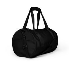 Hitting the gym, running errands, or traveling?! This bag is a perfect match! Keeping it classic in all black. Made from 100% polyester and sturdy, water-resistant fabric, this bag is fun meets function. And it’s got pockets! • 100% polyester• Fabric weight: 9.91 oz/yd² (336 g/m²) • Water-resistant and durable • Sturdy fabric with fusible backing to add firmness • T-piping for stability • Dual padded handles • Inside pocket for valuables One size 17 ⅜ 11 ¾ 11 ¾ Black Waterproof Duffle Bag For Everyday Use, Sporty Waterproof Sports Bags, Sporty Waterproof Bags For Sports, Sporty Black Backpack Shoulder Bag, Black Duffle Bag For Outdoor Activities, Functional Waterproof Bags For Streetwear, Nylon Travel Bag For Gym, Waterproof Functional Sports Shoulder Bag, Black Nylon Duffle Bag With Zipper Closure