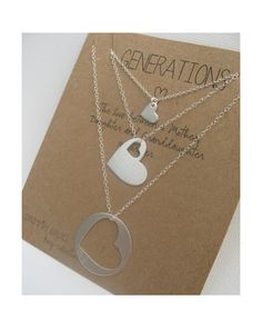 Generations necklace set grandmother mother by carriesaxl on Etsy Customizable Heart Pendant Jewelry For Mother's Day, Customizable Heart Pendant Jewelry For Mom, Customizable Heart Pendant Jewelry Gift For Mom, Personalized Necklace For Mother's Day Anniversary Gift, Personalized Necklace For Anniversary, Mother's Day Gift, Sterling Silver Jewelry Gift For Mom, Sterling Silver Jewelry As A Gift For Mom, Silver Jewelry Gift For Mother's Day, Father's Day Gift Sterling Silver Charm Necklace