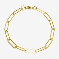 Add a trendy look to your jewelry collection by adding this Silver Reflections 14K gold over brass paperclip chain bracelet. This bracelet is crafted in 14K gold over brass, available in 7.25 inches length, has a solid paperclip chain construction and features a lobster clasp closure for a safe and comfortable wear. If you're looking for the perfect trendy chain bracelet for stacking or to wear alone, this bracelet is just what your jewelry collection needs! Wipe bracelet clean with a soft cloth Gold-tone Paperclip Bracelet With Rectangular Links, Modern Gold Paperclip Bracelet With Lobster Clasp, 14k Gold Rectangular Paperclip Chain Bracelet, Everyday Brass Oval Link Chain Bracelet, Minimalist Gold-tone Paperclip Bracelet With Oval Links, Everyday Oval Link Brass Chain Bracelet, Minimalist Gold-tone Paperclip Bracelet With Solid Links, Minimalist Gold Paperclip Bracelet With Lobster Clasp, Everyday Brass Chain Bracelet With Oval Links