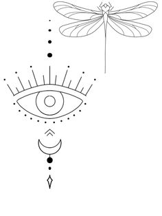 a drawing of an eye with a dragon on it's forehead and a third eye in the background