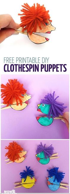 this is an easy diy craft for kids to make with clothespin puppets