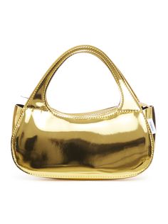 -Metallic eco-leather with matt eco-leather lining -Top zip closure -One main compartment -Detachable shoulder strap -Measures approximately 17cm wide x 8cm high x 5cm deep -Top handle with 9cm drop -Shoulder strap with 55 cm dropComposition: 77% Polyurethane, 15% Polyester, 8% Viscose Drop Shoulder, Top Handle, Canon, Shoulder Strap, Leather, Baguette