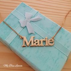 Woman's Name Necklace 14K Solid Pure Gold 14ct Marie Namplate Personalized Necklace Custom Made Neck Spain Girl, Font Ideas, Bat Mitzvah Gifts, Nameplate Necklace, Purim, Personalized Birthday Gifts, Birthday Gifts For Women, Pure Gold, Gifts Holiday