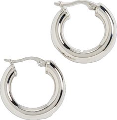 Classic Single Small Hoop Earring, Sleek Everyday Jewelry With Shiny Finish, Classic Small Hoop Huggie Earrings With Polished Finish, Sleek Jewelry With Shiny Finish For Everyday, Classic Metal Hoop Earrings For Anniversary, Small Hoop White Gold Earrings, Classic Metal Jewelry With Shiny Finish, Chic Small Hoop Earrings For Anniversary, Classic White Gold Metal Earrings