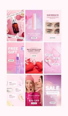 a collage of different ads for beauty products and their price tags are shown in the bottom left corner