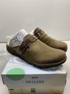 The shoes box will be shipped in a poly bag. Casual Slippers With Leather Footbed And Synthetic Material, Casual Synthetic Slippers With Leather Footbed, Casual Synthetic Mules With Round Toe, Casual Synthetic Slippers For Fall, Brown Synthetic Mules With Cork-bed Midsoles, Spring Outdoor Clogs With Textured Footbed, Synthetic Slip-on Clogs With Leather Footbed, Slip-on Synthetic Clogs With Leather Footbed, Casual Synthetic Mules With Cork-bed Midsoles