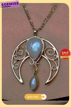 Silver Natural Opal Moonstone Cutout Necklace Ethnic Vintage Jewelry Bohemian Moonstone Jewelry With Moon Charm, Bohemian Moonstone Jewelry With Moon Phase Detail, Bohemian Moonstone Jewelry With Moon Phase, Bohemian Silver Necklace With Moon Phase, Bohemian Round Moonstone Necklaces, Bohemian Moon Shaped Jewelry With Natural Stones, Bohemian Moonstone Necklace With Sun And Moon Design, Bohemian Moon-shaped Necklace With Natural Stones, Bohemian Moonstone Round Necklaces