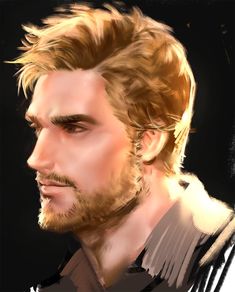 a digital painting of a man with blonde hair and beard