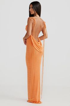 Cristina Gown - Orange - SHOPJAUS - JAUS Melani The Label, Orange Gown, White Long Sleeve Dress, Dress Sash, Maxi Gowns, Summer Events, Asymmetrical Hem, Matching Dresses, Upcoming Events