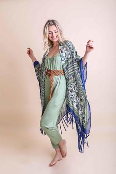 Bohemian Diamond Tassel Kimono Ponchos Maxi Kimono, Beach Kimono, Boho Layering, Plaid Poncho, Kimono Duster, Summer Kimono, Boho Kimono, Long Kimono, The Bohemian