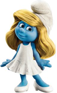 the smurf is wearing a white dress and standing in front of a white background