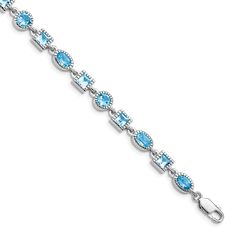 Sterling Silver Blue Topaz Gemstone Bracelet Topaz Bracelet, Blue Topaz Bracelet, Blue Topaz Stone, Fine Jewelry Bracelets, Topaz Stone, Swiss Blue Topaz, Fine Jewelry Gift, Topaz Gemstone, Silver Material