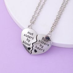 True Words Talk Not Sisters By Blood But By Heart Pendant Necklace Set For 2 For Women Soul Mate Soul Mate, True Words, Heart Pendant Necklace, Soulmate, Heart Pendant, Necklace Set, Pendant Necklace, For Women, Pendant