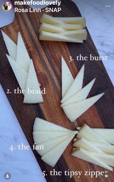 how to cut cheese on a cutting board with instructions for the steps in this recipe