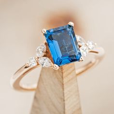 Couple Promise Rings, 2023 Summer Fashion, Topaz Birthstone, Blue Topaz Engagement Ring, Ring Inspo, Emerald Cut Rings, Topaz Engagement Ring, London Blue Topaz Ring, Ring With Diamond