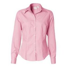 Ladies' Long-Sleeve Silky Poplin - PINK (686) - S | Van Heusen Women's Long-Sleeve Silky Poplin T-Shirt in Pink (686) Size Small Formal Poplin Blouse For Spring, Fitted Long Sleeve Blouse With Placket, Elegant Long Sleeve Poplin Top, Long Sleeve Tops With Placket For Office, Long Sleeve Poplin Blouse For Daywear, Poplin Long Sleeve Shirt For Daywear, Formal Long Sleeve Poplin Blouse, Fitted Cotton Dress Shirt For Fall, Pink Long Sleeve Dress Shirt For Business Casual