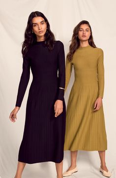 Designed in a rich mid-weight knit, this season's iteration of our best-selling silhouette features a tactile Ottoman weave, a technique that highlights the ribbed texture and silky feel of the fabrication. Featuring a classic mock neck and fitted waist for a figure-grazing fit, the Ottomon Knit Dress is our answer to effortless every day and special occasion style. Pick And Mix, Ribbed Texture, Knitwear Tops, Classic Collection, Mix Match, Outerwear Jackets, Mock Neck, Knit Dress, Design Details