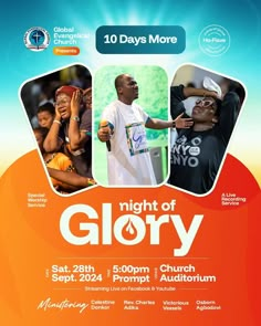 an event poster for the night of glory