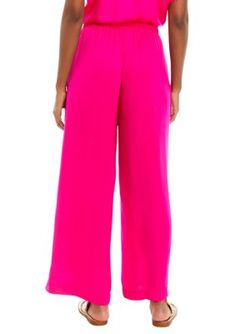 Luxe satin fabric elevates these pants from Single Thread. | Single Thread Women's Pull On Satin Pants, Pink, Small Summer High Waist Satin Bottoms, Silk Straight Pants In Solid Color, Chic Pink Satin Bottoms, Spring Pink Satin Bottoms, Chic Pink Silk Bottoms, Spring Satin Party Bottoms, Chic Satin Summer Bottoms, Casual Silk Wide Leg Pants For Spring, Casual Satin Pants For Spring