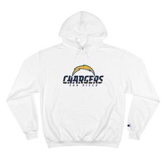 Stay warm and stylish with this San Diego Chargers hoodie, perfect for any football fan. Made of a custom Champion hoodie with 50% cotton and 50% polyester, this medium heavy fabric provides warmth and coziness. The spacious Kangaroo pocket adds convenience, and the iconic "C" logo on the left sleeve adds a sporty touch. Ideal for gamedays, tailgates, or lounging at home. Product features - 50% cotton, 50% polyester blend for strength and smoothness - Hood with drawstrings for adjustable fit - S Sports Fan Hoodie With Long Sleeves, Sports Fan Hoodie For Winter, Team-colored Hoodie Sweatshirt For Sports, Team-colored Sports Hoodie, Team-colored Sportswear Hoodie For Sports, Sports Fan Apparel Hoodie Sweatshirt, Sportswear Team-colored Hoodie For Sports, Game Day Sports Fan Hoodie For Winter, Game Day Sports Fan Winter Hoodie