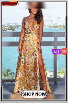 Fashion Strap Floral Print Beach Maxi Dress P120599 Beach Maxi Dress, Loungewear Set, Cheap Dresses, Skirt Pants, Long Tops, Dresses For Sale, Pant Jumpsuit, Long Sleeve Tops, Lounge Wear