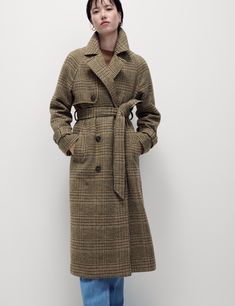 Checked Longline Trench Coat with Wool | M&S Collection | M&S 6th Form Outfits, Longline Trench Coat, Form Outfits, 6th Form, Polished Casual, Sequin Outfit, Fall Dress Outfit, Shirts For Leggings, Fashion People