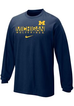 Give your little Wolverines fan a new way to show their support with this Michigan Wolverines Navy Blue Long Sleeve T-Shirt. This Core T-Shirt features a screen print arched team graphic on center chest that will look good in the stadium or around town. Sports Apparel Design, School Spirit Shirts Designs, Basketball Shirt Designs, Team Shirt Designs, Locker Ideas, Team Spirit Shirts, Wolverine Shirt, Blue Core, Sport Shirt Design