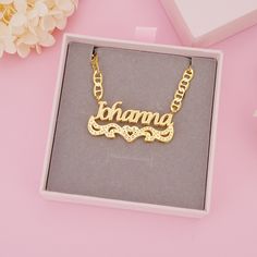 Material: Copper. Color: Gold. Chain Length: 14",16",18",20",22". Process: Gold Plated. Recipient: Women,Mom,Wife, Men,Friend,Children. Product Type: Personalized Jewelry. Gift Type: Name Necklace. Occasions: Valentine's Day, Mother's Day, Christmas, Birthday, etc. Necklace Type: Double Layer Name Necklace. Brand: Silviax Jewelry. Item: 2023NE0279. Customized Gold Heart Nameplate Necklace, Gold Heart Nameplate Necklace, Gold Nameplate Heart Necklace, Anniversary Nameplate Chain Necklace, Nameplate Chain Necklace, Personalized Heart Pendant Chain Necklace As Gift, Custom Necklace, Copper Color, Personalized Necklace